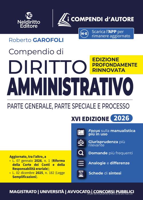 Compendio di diritto amministrativo 2026. Nuova ediz. di Roberto Garofoli edito da Neldiritto Editore