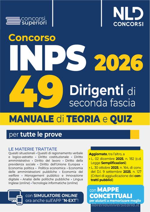 Concorso Inps per 49 dirigenti. Manuale con teoria e quiz 2026 edito da Nld Concorsi