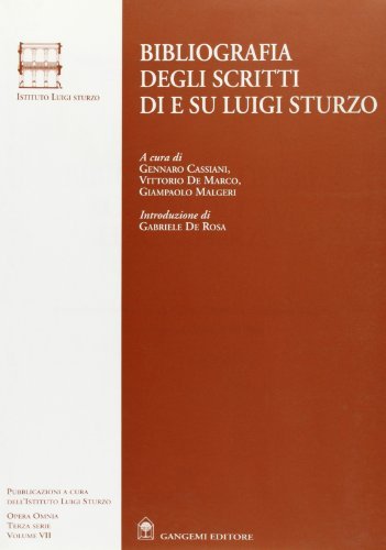 Bibliografia degli scritti di e su Luigi Sturzo edito da Gangemi Editore