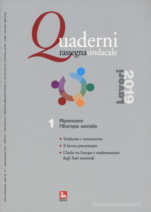 Quaderni rassegna sindacale (2019) vol.1 edito da Futura Editrice