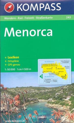 Carta escursionistica n. 243. Spagna. Baleari. Menorca 1:50.000. Adatto a GPS. Digital map. DVD-ROM edito da Kompass
