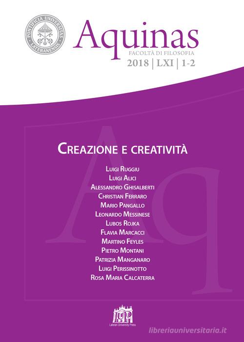 Aquinas. Rivista internazionale di filosofia (2018) vol.1-2 edito da Lateran University Press