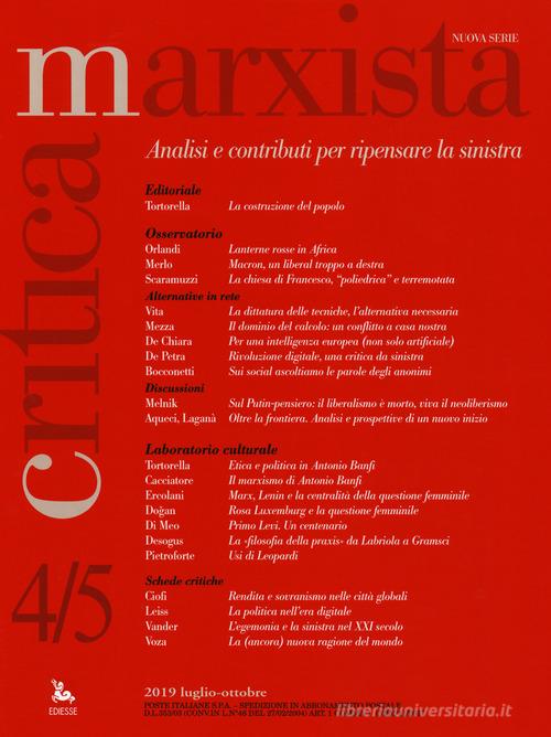 Critica marxista (2019) vol.4-5 edito da Futura