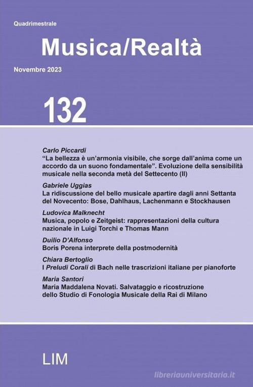Musica/realtà (2023) vol. 132 edito da LIM
