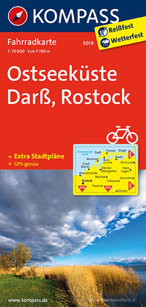 Carta cicloturistica n. 3019. Osteeküste, Barss, Rostock 1:70.000. Adatto a GPS. Digital map. DVD-ROM edito da Kompass