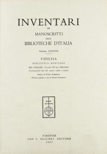 Inventari dei manoscritti delle biblioteche d'Italia vol.87 edito da Olschki