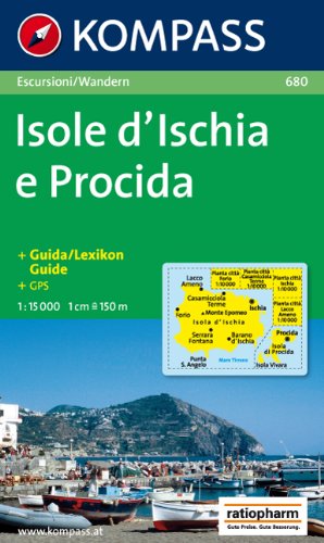 Carta escursionistica n. 680. Golfo di Napoli. Isola d'Ischia e Procida 1:15.000. Adatto a GPS. Digital map. DVD-ROM edito da Kompass