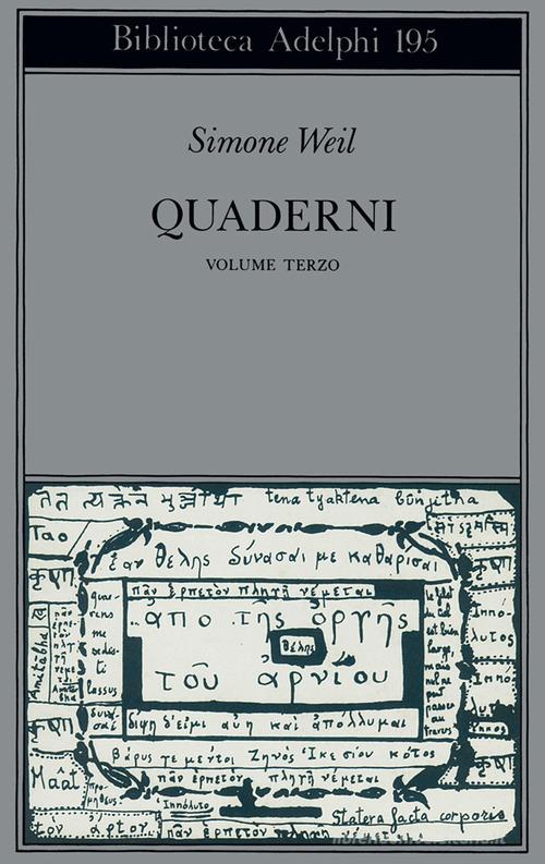 Quaderni vol.3 di Simone Weil edito da Adelphi