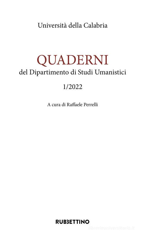Quaderni del dipartimento di studi umanistici. Ediz. inglese e italiana (2022) vol.1 edito da Rubbettino