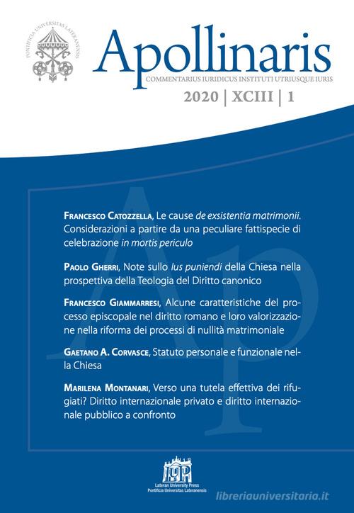 Apollinaris (2020) vol.1 edito da Lateran University Press
