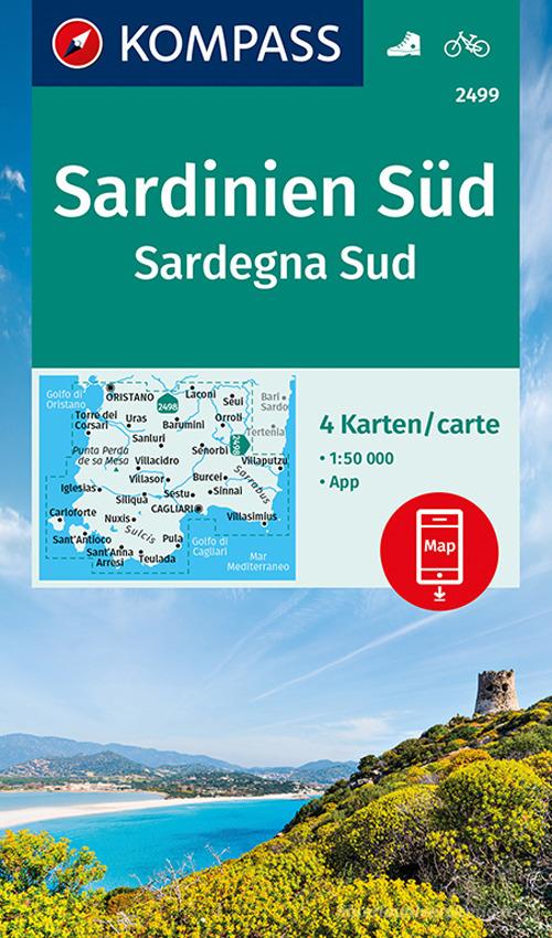 Carta escursionistica n. 2499. Sardegna Sud 1:50.000 (set di 4 carte) Ediz. italiana e tedesca edito da Kompass
