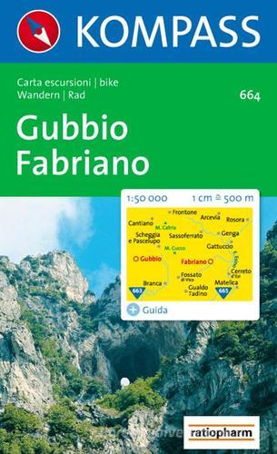 Carta escursionistica n. 664. Toscana, Umbria, Abruzzi. Gubbio, Fabriano 1:50.000 edito da Kompass