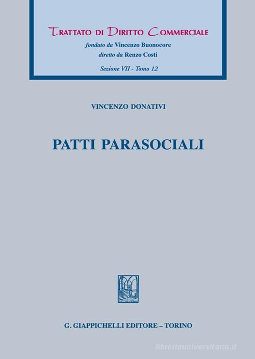 Patti parasociali di Vincenzo Donativi edito da Giappichelli