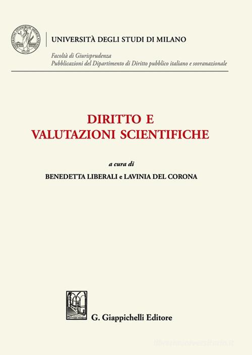 Diritto e valutazioni scientifiche edito da Giappichelli
