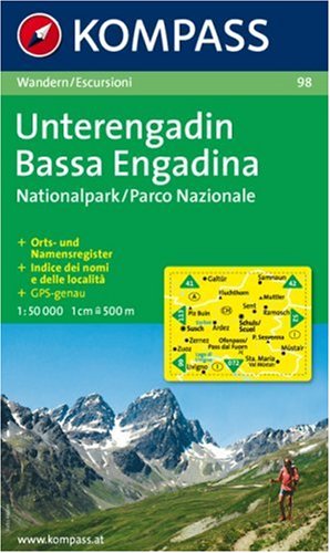 Carta escursionistica n. 98. Svizzera, Alpi occidentali. Bassa Engadina, parco nazionale 1:50.000. Adatto a GPS. Digital map. DVD-ROM edito da Kompass