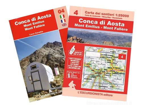 Conca di Aosta, Mont Emilius, Mont Fallere carta dei sentieri 1:25.000. Con guida Trekking Week-end. Ediz. italiana, inglese e francese di Luca Zavatta edito da L'Escursionista