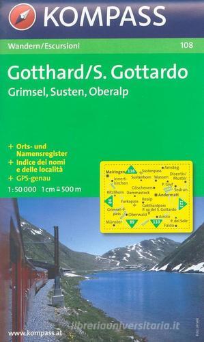 Carta escursionistica n. 108. Svizzera, Alpi occidentali. S. Gottardo, Grimsel, Susten, Oberalp 1:50.000. Adatto a GPS. Digital map. DVD-ROM edito da Kompass