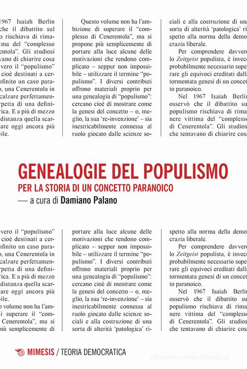 Genealogie del populismo. Per la storia di un concetto paranoico edito da Mimesis