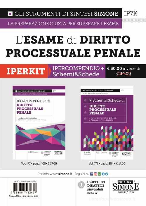 L' esame di diritto processuale penale. Iperkit: Ipercompendio Diritto Processuale Penale-Schemi & Schede Diritto Processuale Penale edito da Edizioni Giuridiche Simone