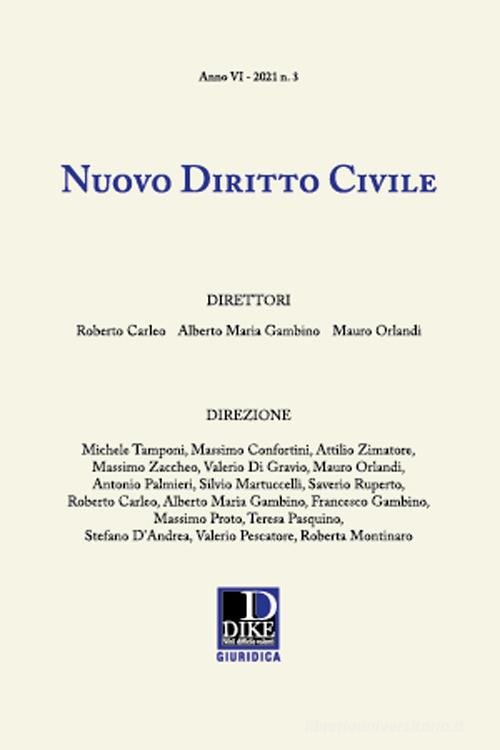 Nuovo diritto civile (2021) vol.3 edito da Dike Giuridica