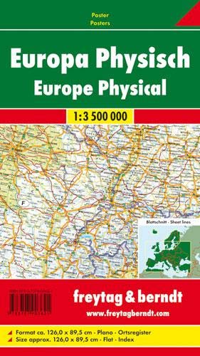 Europa physics 1:3.500.000. Murale 126X89,5 edito da Freytag & Berndt