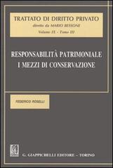 Responsabilità patrimoniale. I mezzi di conservazione vol.9.3 di Federico Roselli edito da Giappichelli