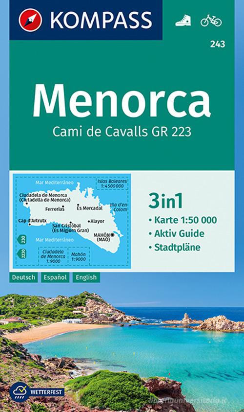 Carta escursionistica n. 243. Menorca 1:50.000 edito da Kompass