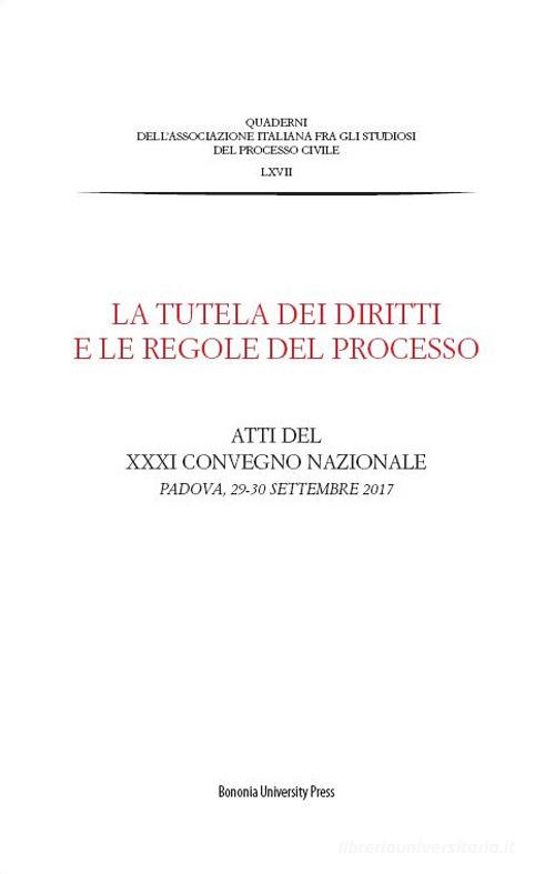 La tutela dei diritti e le regole del processo. Atti del XXXI Convegno Nazionale (Padova, 29-30 Settembre 2017) edito da Bononia University Press