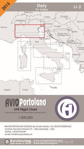 Avioportolano. VFR flight chart LI 2 Italy Po valley di Guido Medici edito da Avioportolano