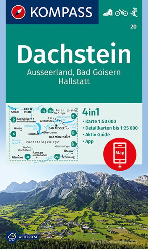 Carta escursionistica n. 20. Dachstein, Ausseerland, Bad Goisern, Hallstatt 1:50.000 edito da Kompass