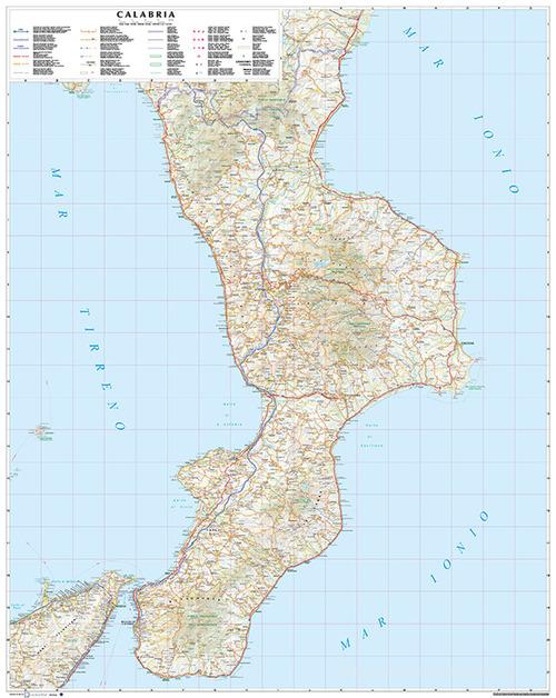 Calabria 1:250.000. Carta murale in foglio steso edito da Global Map