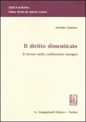 Il diritto dimenticato. Il lavoro nella costituzione europea di Antonio Cantaro edito da Giappichelli