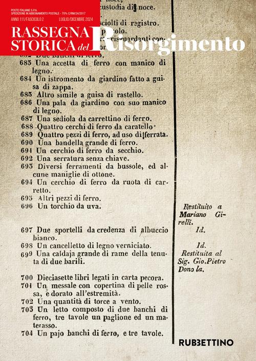 Rassegna storica del Risorgimento (2024) vol. 2 edito da Rubbettino
