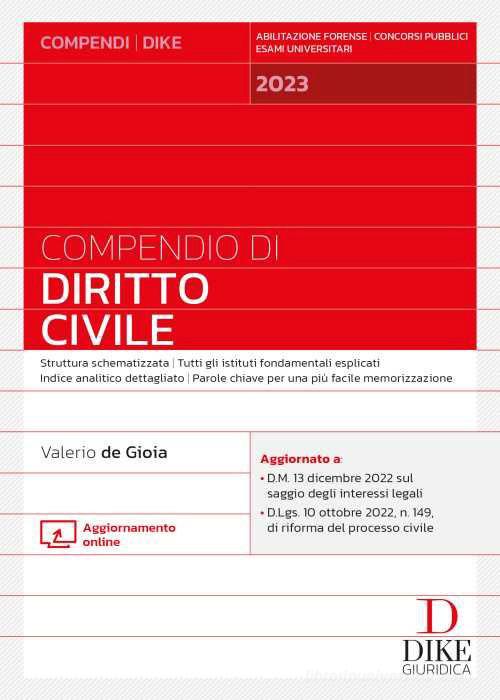 Compendio di diritto civile 2023 di Valerio De Gioia edito da Dike Giuridica
