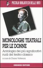 Monologhi teatrali per le donne. Antologia dei più significativi ruoli del teatro classico edito da Gremese Editore