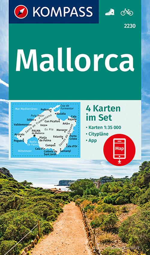 Carta escursionistica n. 2230. Mallorca 1:35.000 (set di 4 carte) edito da Kompass