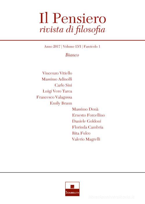 Il pensiero. Rivista di filosofia (2017) vol.56.1 edito da Inschibboleth