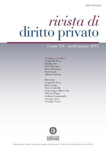 Rivista di diritto privato (2015) vol.2 edito da Cacucci
