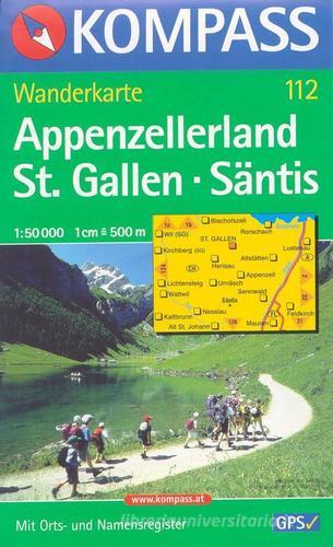 Carta escursionistica n. 112. Svizzera, Alpi occidentale. Appenzellerland, St. Gallen, Säntis 1:50.000. Adatto a GPS. Digital map. DVD-ROM edito da Kompass