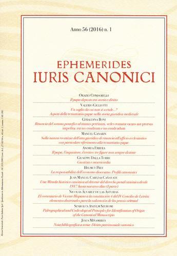 Ephemerides Iuris canonici (2016) vol.1 edito da Marcianum Press