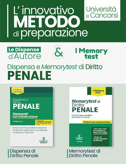 Kit dispensa di diritto penale + Memory test di penale edito da Neldiritto Editore