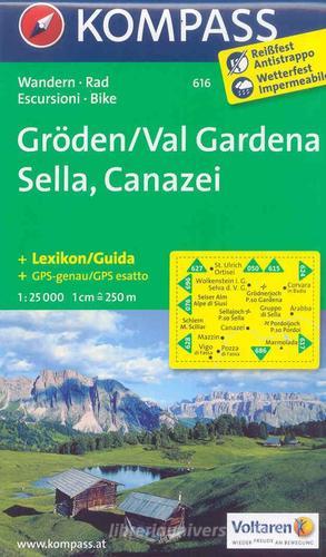 Carta escursionistica n. 616. Val Gardena, Sella, Canazei 1:25.000. Adatto a GPS. Digital map. DVD-ROM edito da Kompass