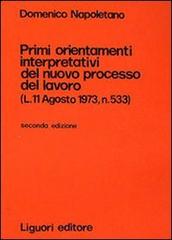 Primi orientamenti interpretativi del nuovo processo di lavoro di Domenico Napoletano edito da Liguori