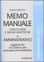 Memo manuale con schemi e tavole sinottiche di amministrativo di Roberto Garofoli edito da Neldiritto.it
