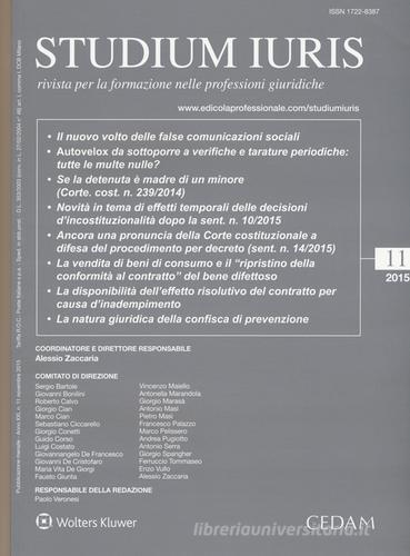 Studium iuris. Rivista per la formazione nelle professioni giuridiche (2015) vol.11 edito da CEDAM