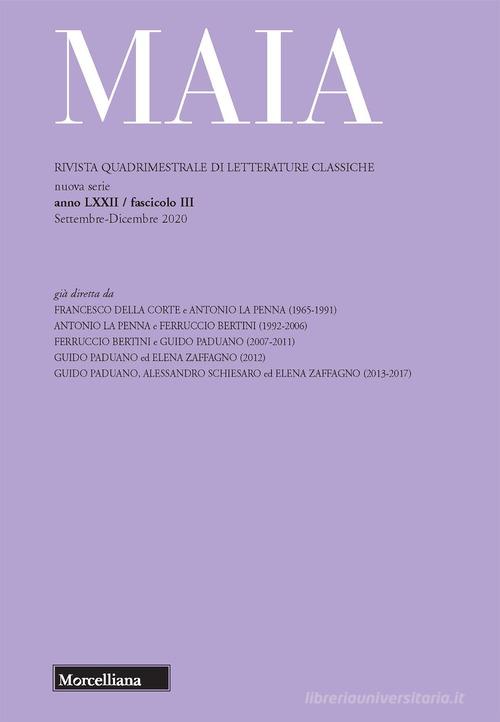 Maia. Rivista di letterature classiche (2020) vol.3 edito da Morcelliana