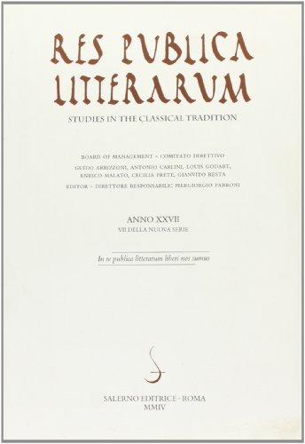 Res publica litterarum. Studies in the classical tradition vol.27 edito da Salerno