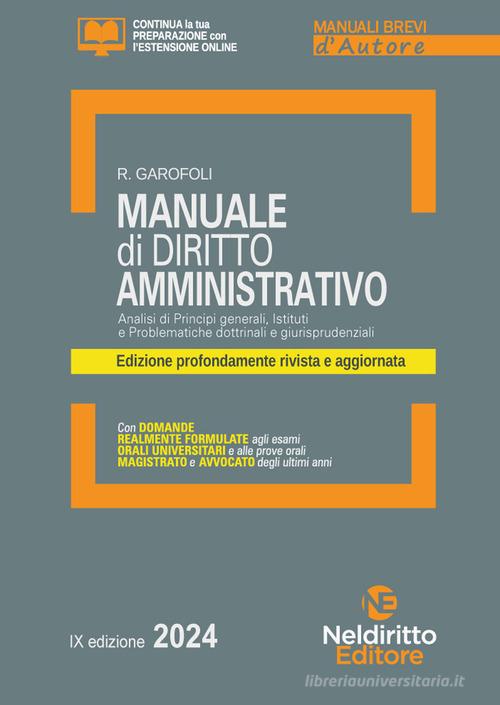 Manuale breve di diritto amministrativo 2024. Nuova ediz. edito da Neldiritto Editore