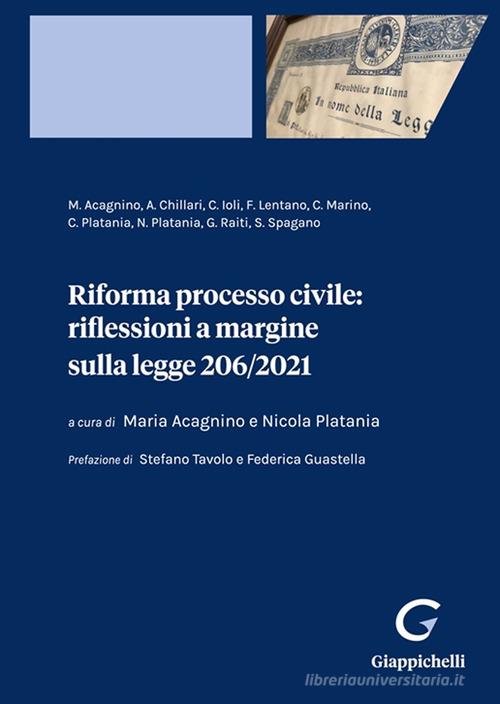 Riforma processo civile: riflessioni a margine sulla legge 206/2021 edito da Giappichelli-Linea Professionale
