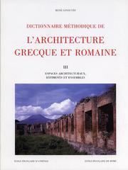 Dictionnaire méthodique de l'architecture grecque et romaine vol.3 di René Ginouvès edito da Ecole Francaise de Rome